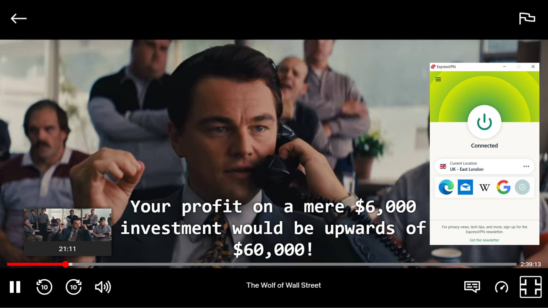 The wolf of Wall Street streaming on Netflix