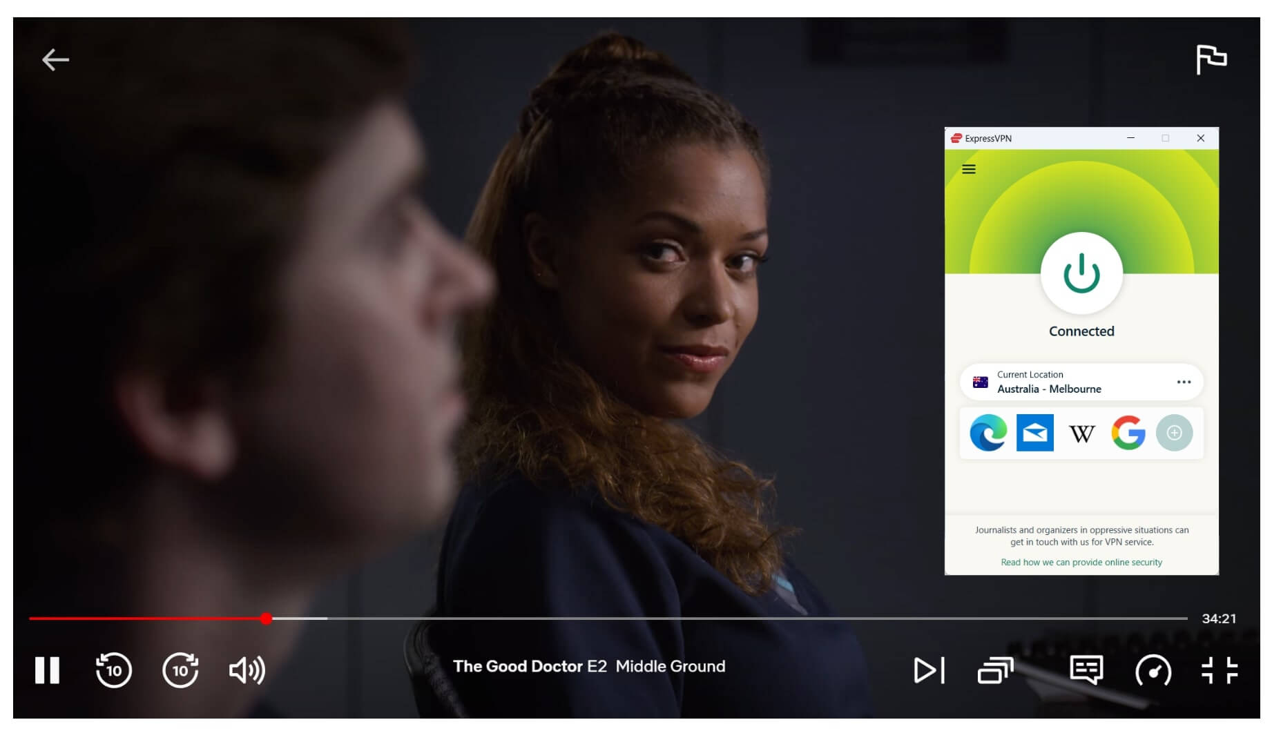 ภาพหน้าจอที่แสดงให้เห็นว่า Doctor Good กำลังสตรีมบน Netflix Australia